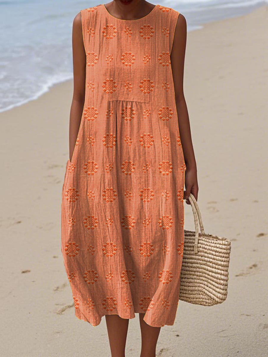 Lana™- Elegant Sleeveless Cotton Dress with Pockets