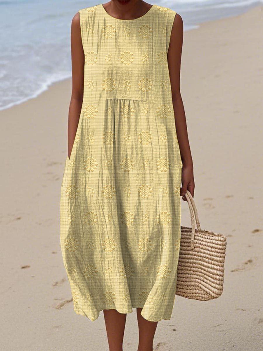 Lana™- Elegant Sleeveless Cotton Dress with Pockets