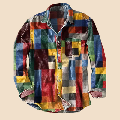 Josh - Vintage Long Sleeve Rainbow Pattern Shirt
