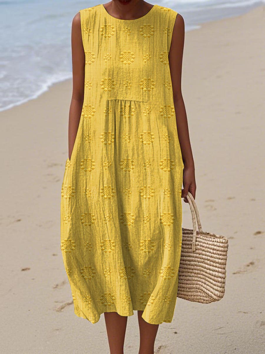 Lana™- Elegant Sleeveless Cotton Dress with Pockets