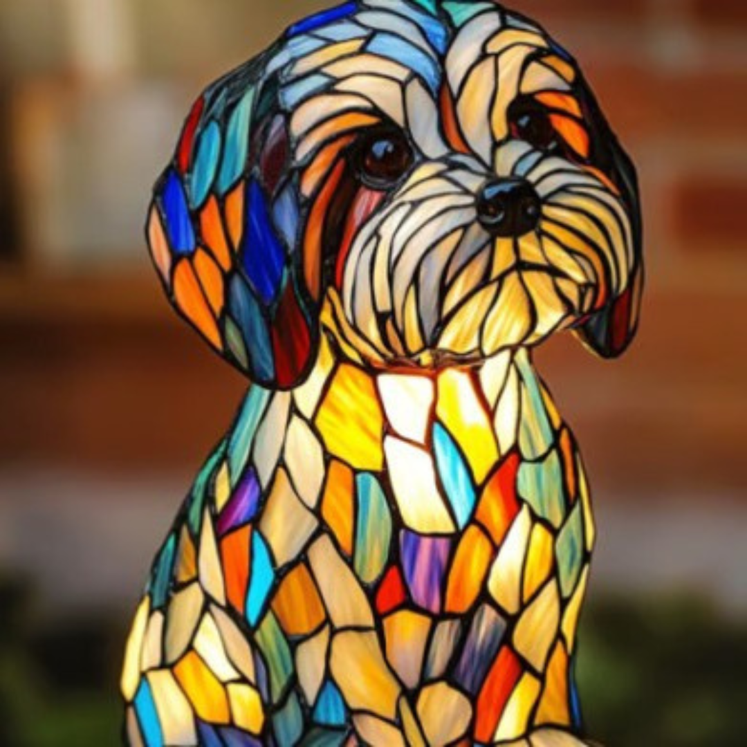 Sam | Magical Dog Lamp Made of Colored Glass