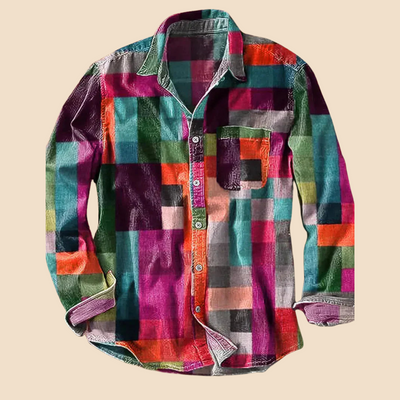 Josh - Vintage Long Sleeve Rainbow Pattern Shirt