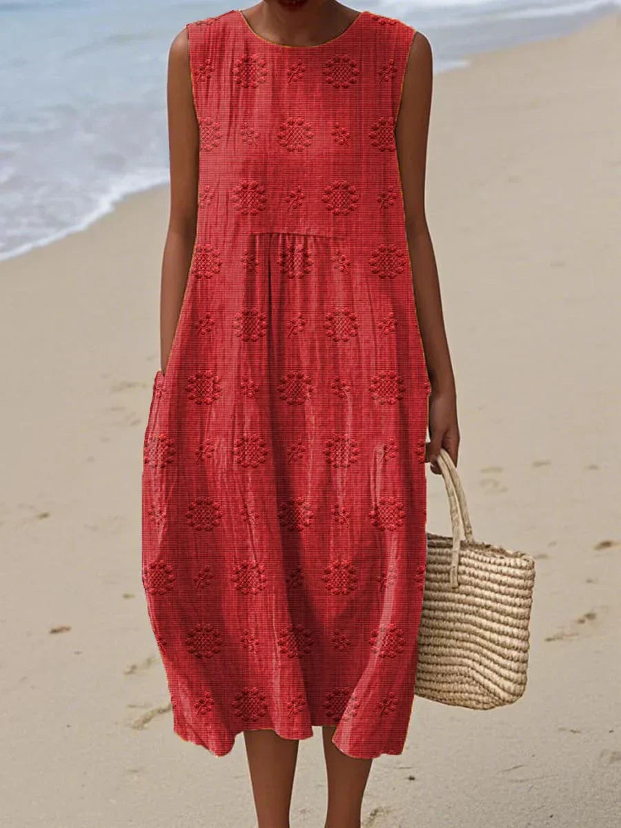 Lana™- Elegant Sleeveless Cotton Dress with Pockets