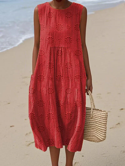 Lana™- Elegant Sleeveless Cotton Dress with Pockets
