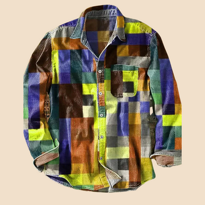Josh - Vintage Long Sleeve Rainbow Pattern Shirt