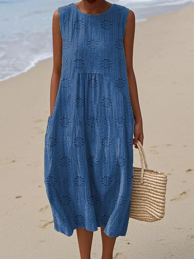 Lana™- Elegant Sleeveless Cotton Dress with Pockets