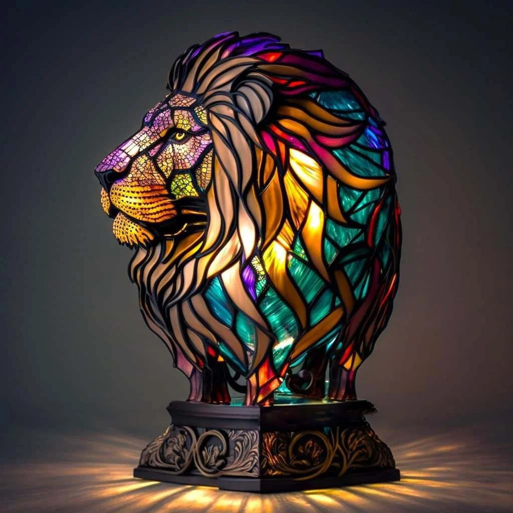 Miep | Magical Lion Lamp Made of Colored Glass