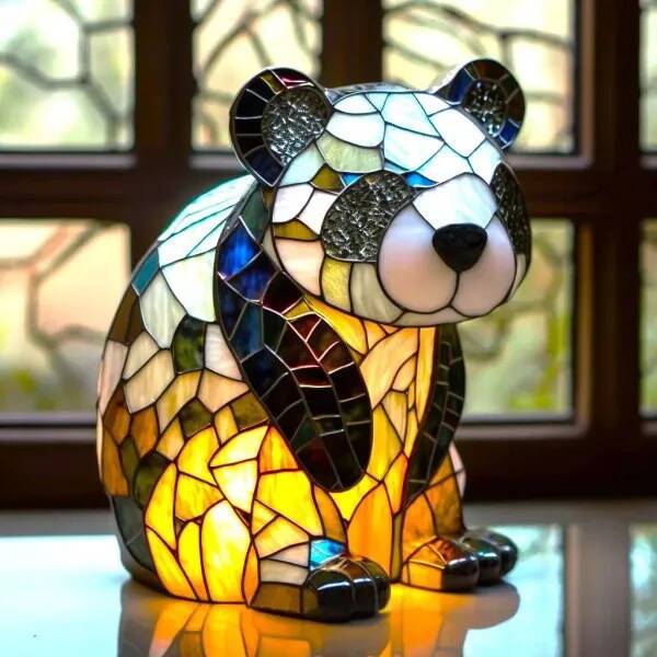 Kloffie | Panda lamp Magical made of colored glass