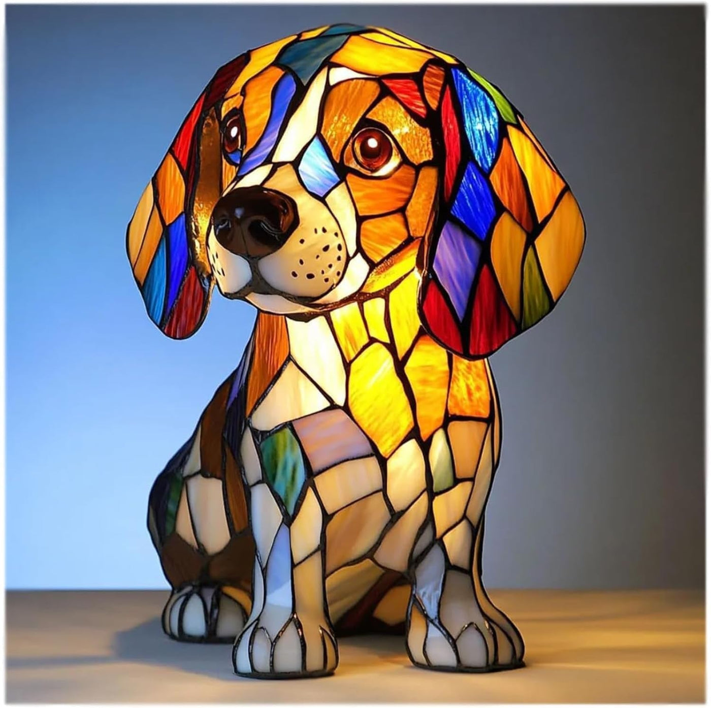 Minoes | Magical Dog Lamp Made of Colored Glass
