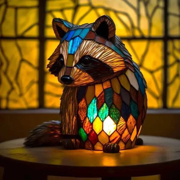 Nijntje | Magical raccoon lamp made of colored glass