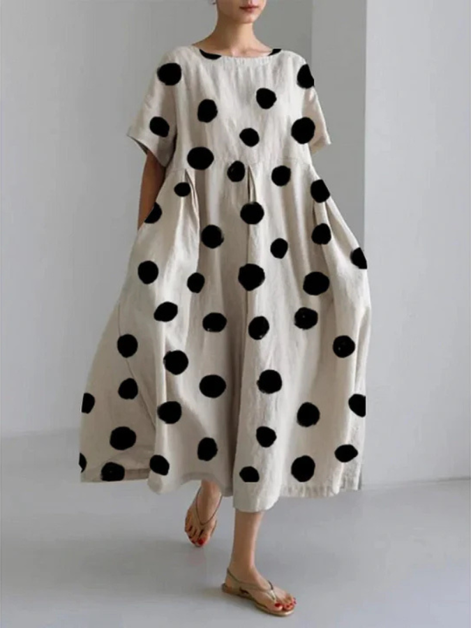 VALENTINA | Casual Long Dress with Iconic Polka Dots and Freedom of Movement for Summer Days