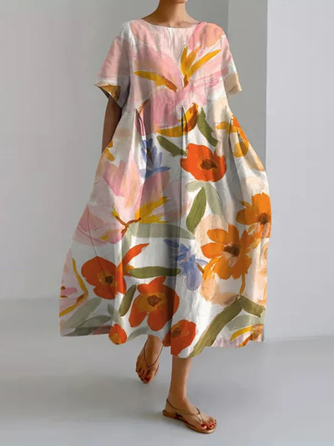 VALENTINA | Summer Floral Dress with Flattering Cut and Freedom of Movement.