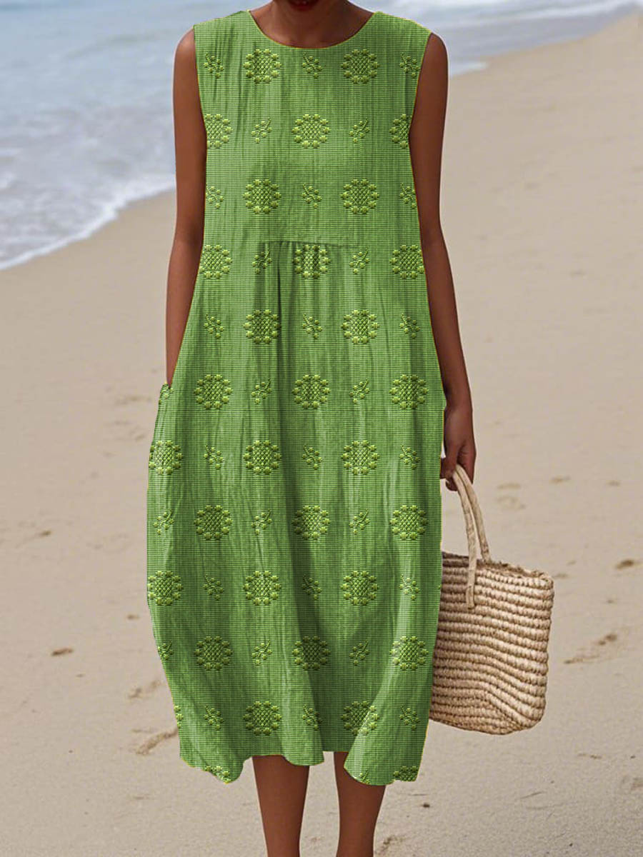 Lana™- Elegant Sleeveless Cotton Dress with Pockets